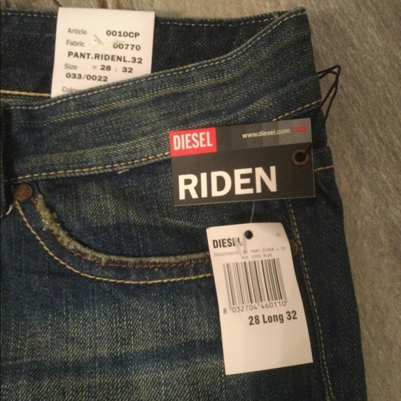 DIESEL Riden Jeans 28/32 Blue Denim Mid-Rise 0010CP - Picture 9 of 16